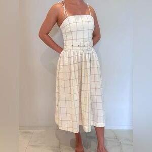 J.ING Picnicky Dress Cream with Brown Windowpane Grid size XS